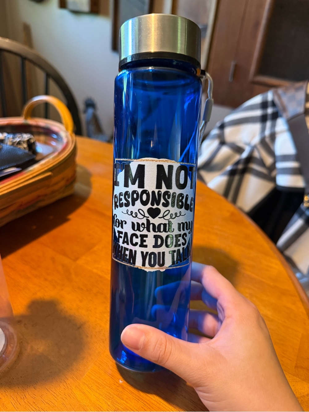 HANDMADE Blue Tall Insulated Water Bottle